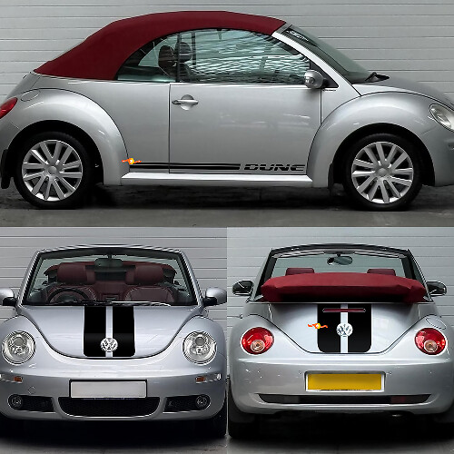 Kit di Adesivi in Vinile a Doppie Strisce in Stile Dune per Cofano, Bagagliaio e Latri per Volkswagen Beetle Cabriolet