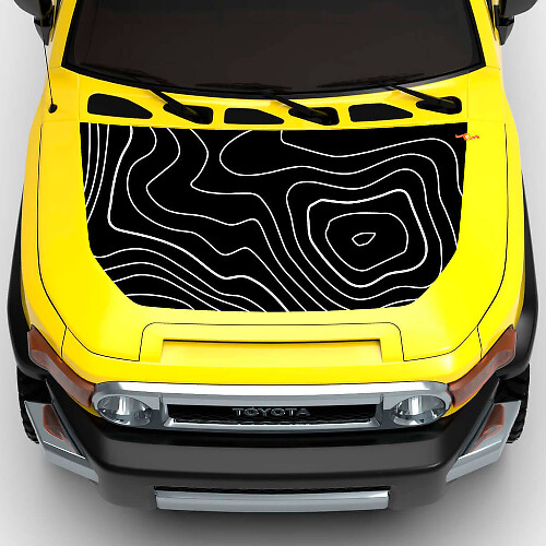 Kit di decalcomanie in vinile per cofano e fiancate con mappa topografica per Toyota FJ Cruiser