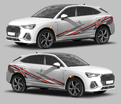 Kit adesivi in vinile strisce laterali Techno Style per Audi Q3 2019