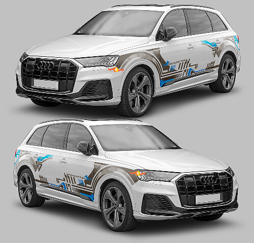 Kit adesivi in vinile a strisce laterali stile grafico techno per Audi Q7