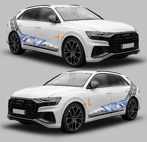 Kit di Adesivi in Vinile con Strisce Laterali Stile Grafico Techno per Audi Q8