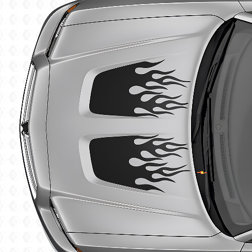 Set di Adesivi in Vinile a Doppia Striscia Stile Fiamma per Cofano per Dodge Charger_1