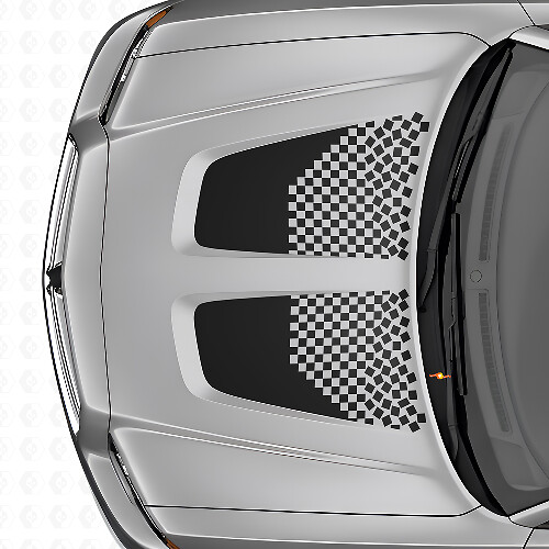 Set di Adesivi in Vinile con Doppie Strisce a Scacchi per Cofano per Dodge Charger