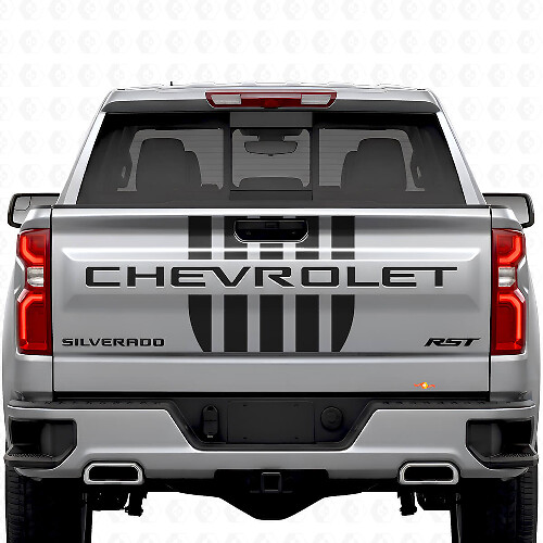 Set di Adesivi in Vinile a Strisce in Stile Stars & Steel per Portellone Chevrolet Silverado_1