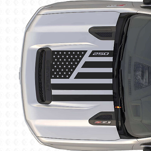 Adesivo in Vinile per Cofano Stile Stelle e Acciaio con Bandiera USA per Chevrolet Silverado 2500 HD