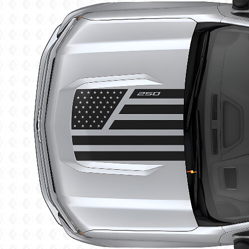 Adesivo in vinile Stile Stelle e Acciaio con Bandiera USA per Cofano Chevrolet Silverado 1500 2026_1