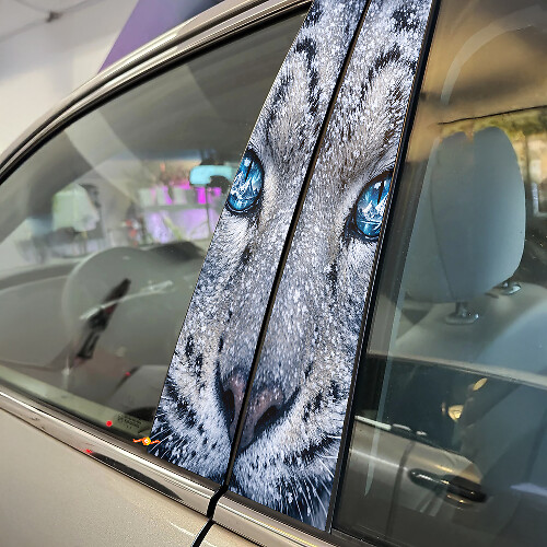 Set di adesivi in vinile per montante porta Snow Leopard Eyes