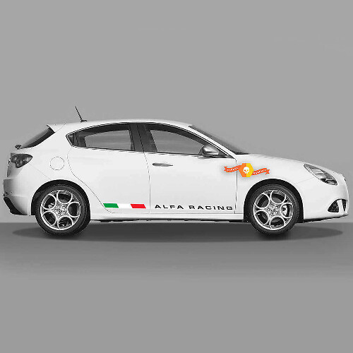 Kit Adesivi Laterali in Vinile Bandiera Italiana Alfa Racing per Alfa Romeo