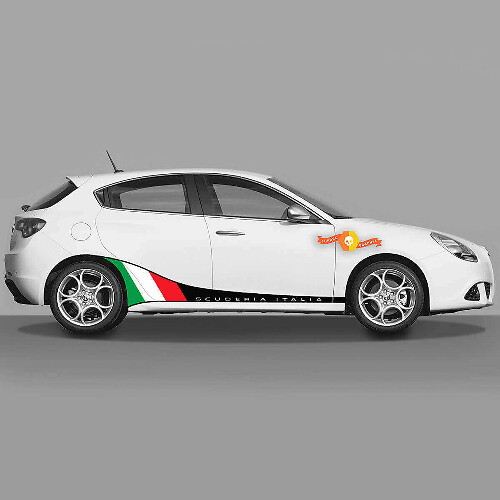 Kit Adesivi in Vinile Strisce Laterali Bandiera Scuderia Italia per Alfa Romeo_1