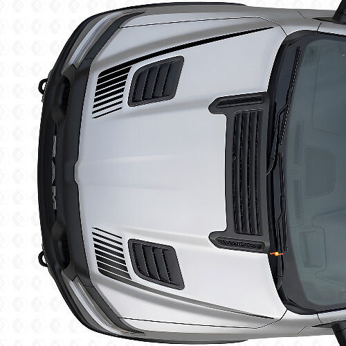 Set di Adesivi in Vinile Stile Stroboscopico a Forma di Bastone da Hockey per Cofano Dodge Ram Sport 2019+_1
