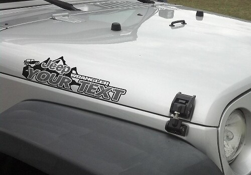 Coppia 2x JEEP wrangler edition YOUR TEXT MOUNTAINS LOGO adesivi per decalcomanie in vinile