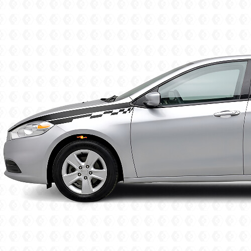 Kit di Adesivi in Vinile con Strisce a Damiera Diritte per Parafango Anteriore per Dodge Dart 2013+_1