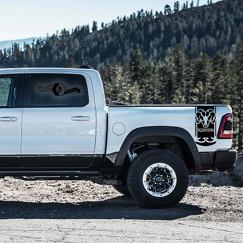 Kit Adesivi in Vinile Strisce Laterali Posteriori Hemi Rebel per Dodge Ram Rebel 2021+_1
