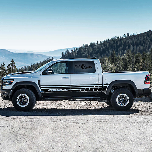 Set di Adesivi in Vinile Strisce Laterali Porta Stile Rebel per Dodge Ram Rebel 2021+