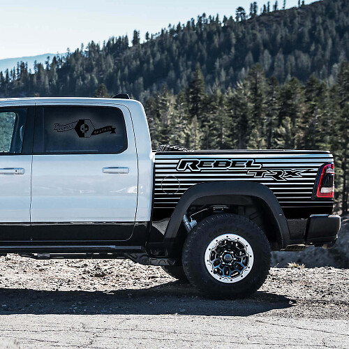 Set di Adesivi in Vinile a Strisce Laterali Stile Strobo per Dodge Ram Rebel 2021+