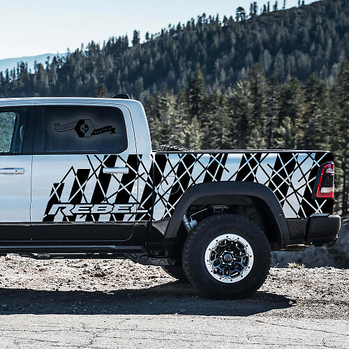 Set di Adesivi in Vinile con Strisce Laterali Stile Caotico per Dodge Ram Rebel 2021+