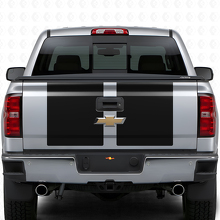 Kit Adesivi in Vinile Doppie Strisce Larghe per Cofano e Portellone per Chevrolet Silverado 2014-15_2