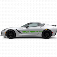 Set di Adesivi in Vinile con Strisce Laterali a Bandiera a Scacchi Racing Sport per Chevy Corvette_3