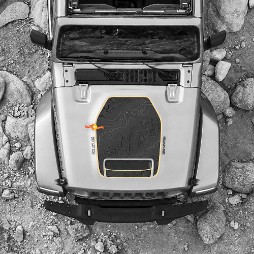 Adesivo in Vinile per Bocchetta Cofano Mappa Topografica per Jeep Wrangler
