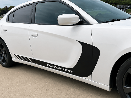 Adesivo Vinilato Personalizzato a Strisce Laterali con Testo Personalizzato per Berlina Sportiva 4 Porte per Dodge Charger