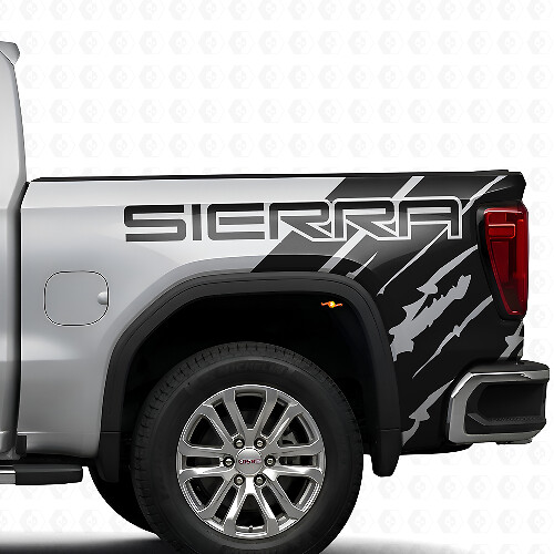 Kit di adesivi in vinile stile usurato con marchio per il fianco del letto GMC Sierra 2019