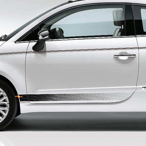 Adesivo laterale in vinile a strisce stile forato per Fiat 500_1