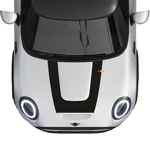 Adesivo in vinile a strisce a forma di U per cofano Rally per MINI Cooper S 2022-2024