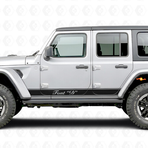 Adesivo Vinile Laterale con Strisce Contornate Personalizzate per Jeep Wrangler 2018-2027