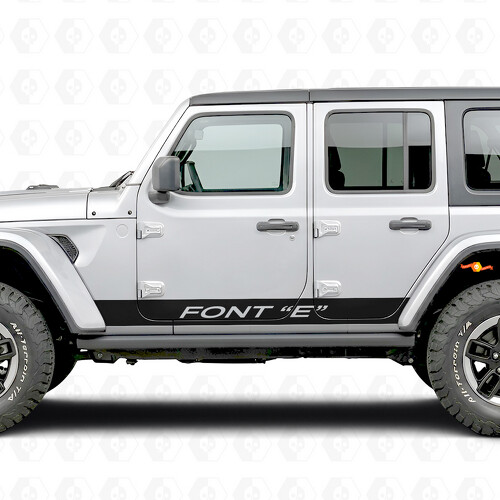 Adesivo in vinile laterale con strisce dritte personalizzato per Jeep Wrangler 2018-2027