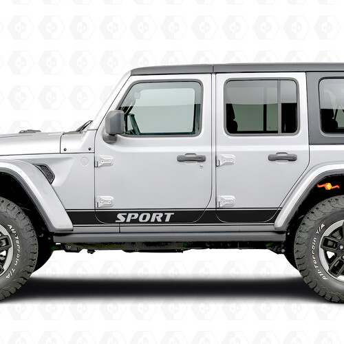 Adesivo in vinile a strisce con contorno lettere Sport per Jeep Wrangler 2018-2027