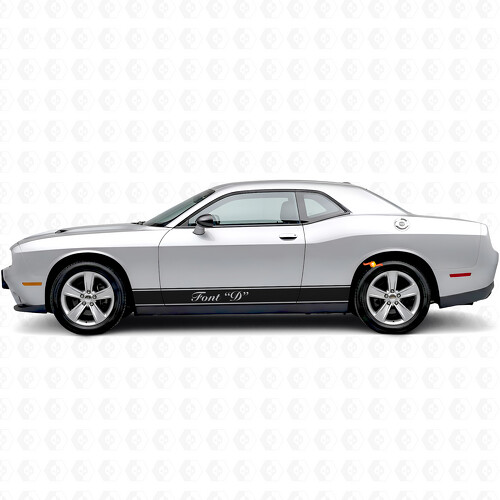 Strisce Contorno e Testo Personalizzato Adesivo in Vinile per Battitacco Dodge Challenger