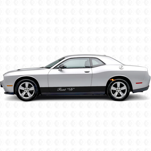 Strisce Dritte e Testo Personalizzato Adesivo in Vinile per Modanatura Laterale per Dodge Challenger