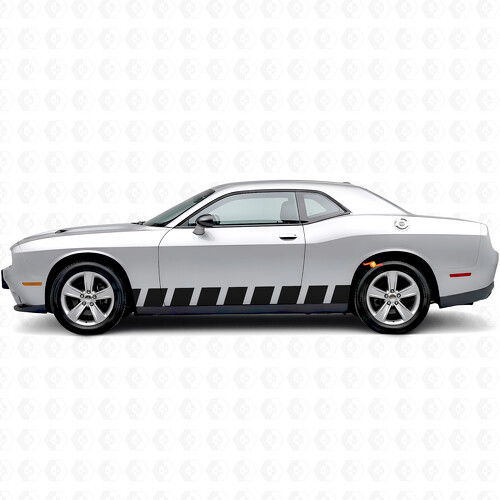 Adesivo Vinile Laterale a Strisce Stile Blocco per Dodge Challenger