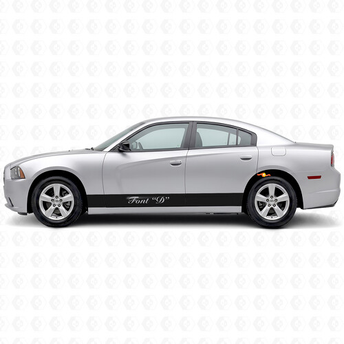 Strisce Diritte e Testo Personalizzato Adesivo Vinile Laterale per Dodge Charger 2011-2014