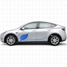 Adesivo Vinile Laterale Stile Circuito di Energia Verde per Tesla Model Y_2