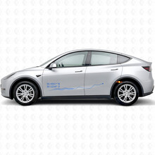 Adesivo in vinile con coordinate di Kiev e linea del percorso per la portiera laterale per Tesla Model Y_2