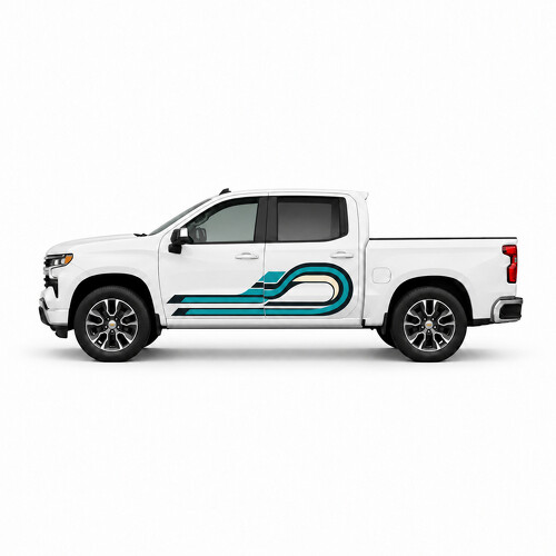 Adesivo Vinile Circuito Tidal Loop Geometrico Lato Porta per Chevrolet Silverado T1XX 2018-2026
