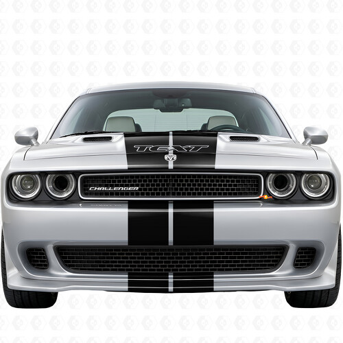 Kit completo adesivo in vinile con doppie strisce e testo personalizzato per Dodge Challenger 2008-2014