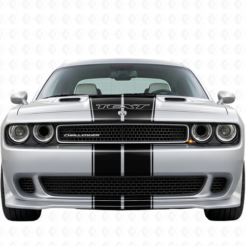 Kit completo adesivo in vinile con doppie strisce contorno e testo personalizzato per Dodge Challenger 2008-2014