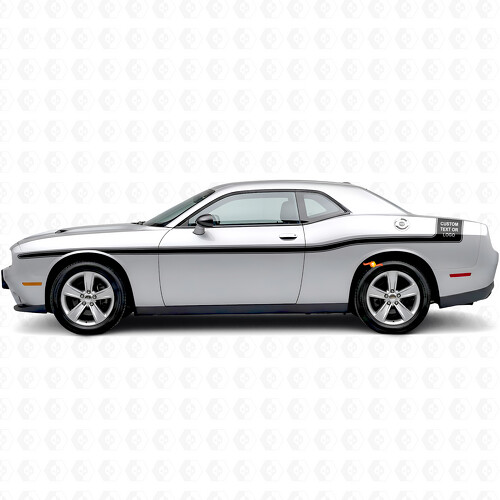Strisce Outline con Testo Personalizzato Adesivo Vinile Laterale per Dodge Challenger