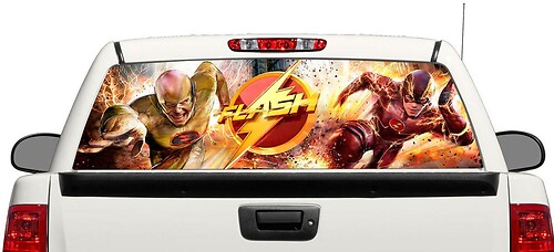 Adesivo in Vinile per Finestrino Posteriore Flash e Reverse-Flash DC Comics per Camion