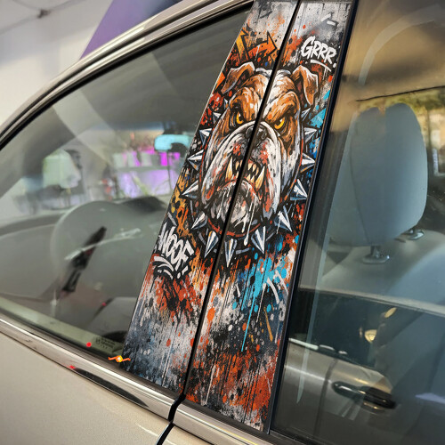 Adesivo in Vinile per Montante Porta Stile Graffiti Bulldog Arrabbiato