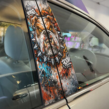 Adesivo in Vinile per Montante Porta Stile Graffiti Bulldog Arrabbiato_2
