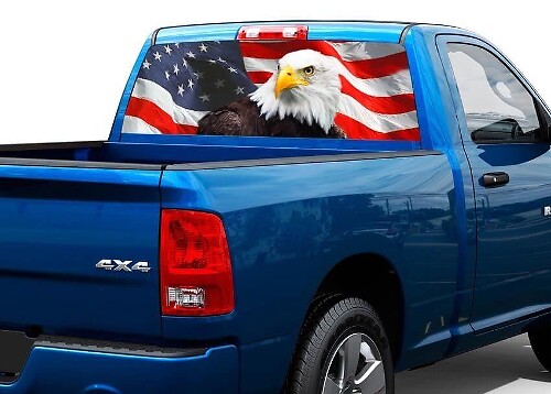 Adesivo in Vinile con Bandiera American Eagle per Finestrino Posteriore di Pickup e SUV