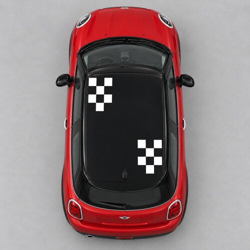 Adesivo in Vinile per Tetto con Angoli a Scacchiera per MINI Cooper 2014_1