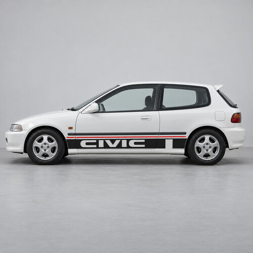 Adesivo in Vinile Laterale Tipo Scanalato Largo per Honda Civic EG Hatchback 1991-1995_1
