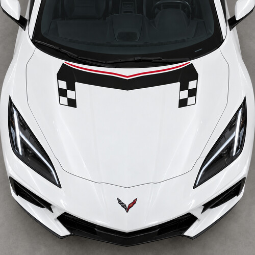 Adesivo in Vinile con Ponte a Spalle a Scacchi per Cofano C8 Stingray Chevrolet Corvette 2020