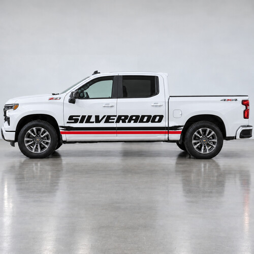 Adesivo Laterale in Vinile per Binari a Pennello Tipo Aperto RST Crew Cab per Chevrolet Silverado 2024_1