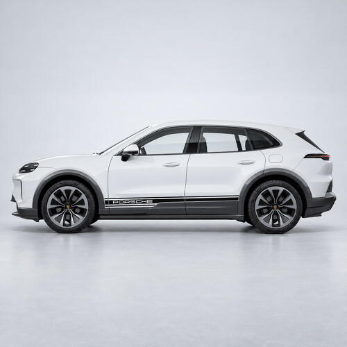 Adesivo in Vinile a Strisce Marchiato per Modanatura Laterale Porsche Cayenne Elettrico