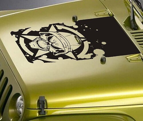 Adesivo in Vinile Teschio Militare Blackout per Jeep Wrangler